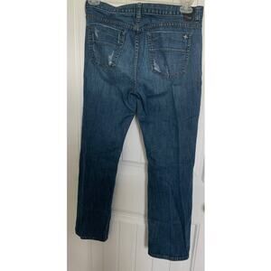 SIMPLY VERA WANG STRAIGHT LEG JEANS, WOMEN, 8, BLUE, GENTLY DISTRESSED, WAIST 33